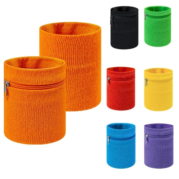Adult Solid Color Zipper Pouch Wristband