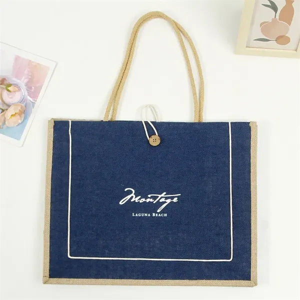 Two-tone Jute Tote Bag