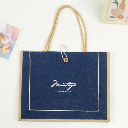 Two-tone Jute Tote Bag