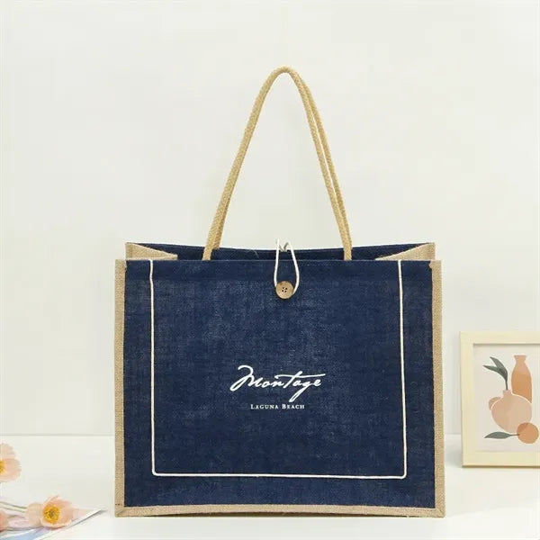 Two-tone Jute Tote Bag
