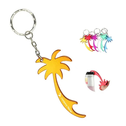 Palm Tree Bottle Opener With Keychain Key Tag Chain