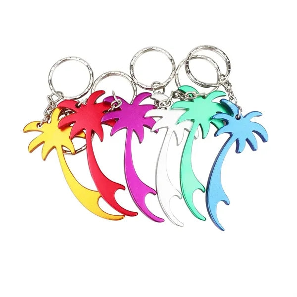 Palm Tree Bottle Opener With Keychain Key Tag Chain