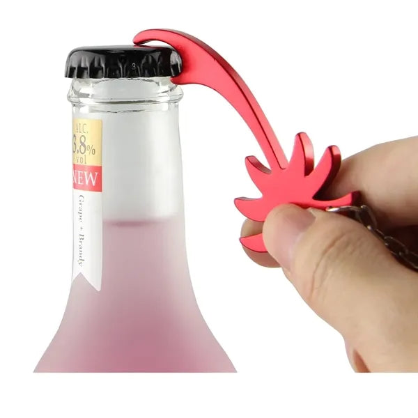 Palm Tree Bottle Opener With Keychain Key Tag Chain