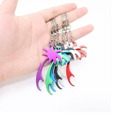 Palm Tree Bottle Opener With Keychain Key Tag Chain