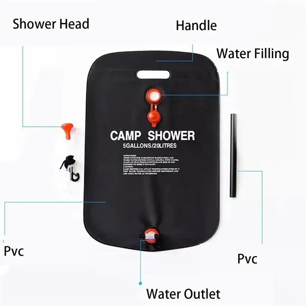 Foldable Solar Camping Shower Bag
