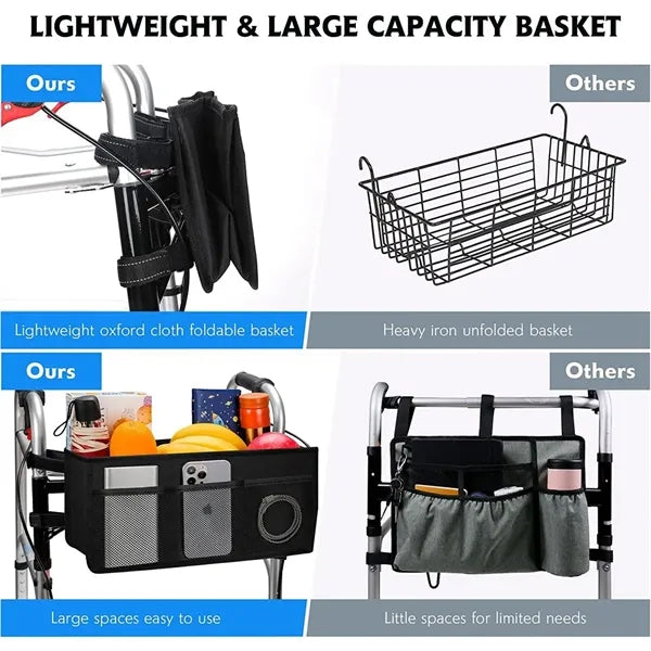 Large Capacity Foldable Walker Basket Bag