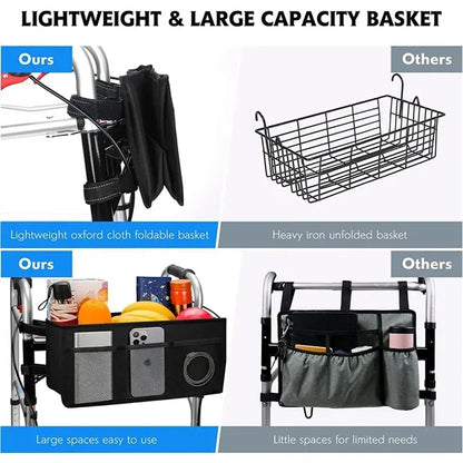 Large Capacity Foldable Walker Basket Bag