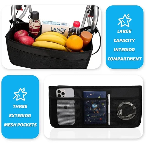 Large Capacity Foldable Walker Basket Bag
