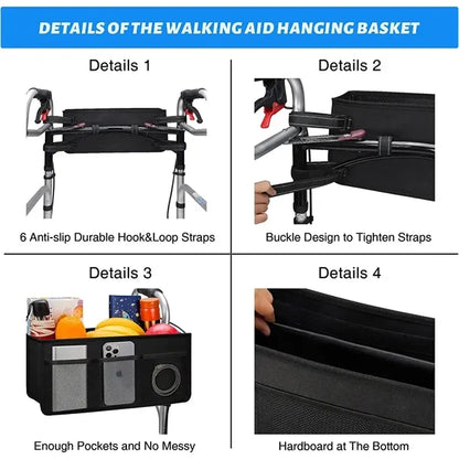 Large Capacity Foldable Walker Basket Bag
