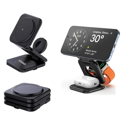 Foldable Magnetic 3 in 1 Wireless Station Charger