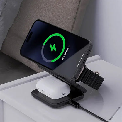 Foldable Magnetic 3 in 1 Wireless Station Charger