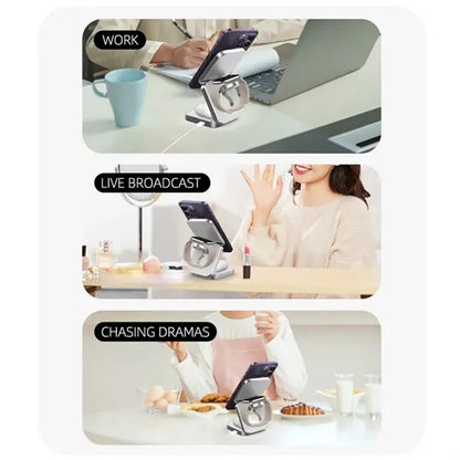 15W 3 In 1 Foldable Magnetic Wireless Charger With Adaptor