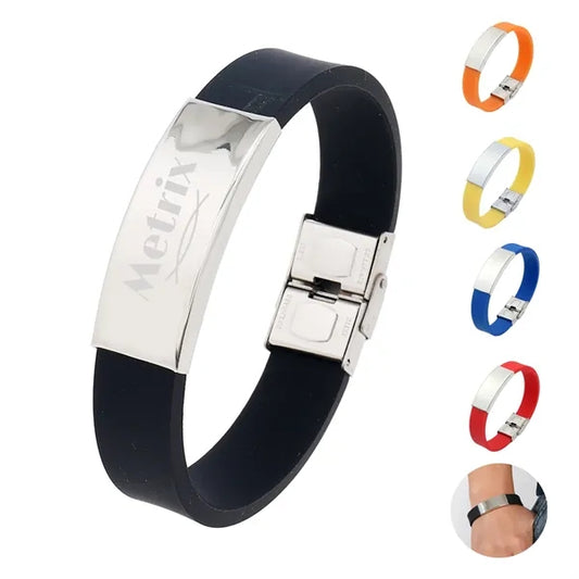 Simple Stainless Steel Silicone Bracelet
