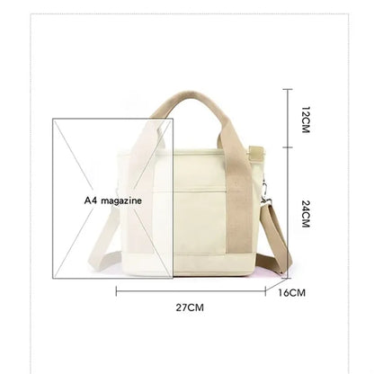 Women's Canvas Tote Handbag-Casual Shoulder & Crossbody