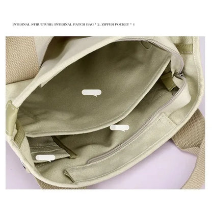 Women's Canvas Tote Handbag-Casual Shoulder & Crossbody