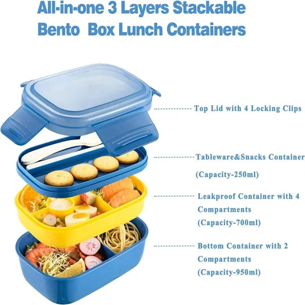 Large Capacity Lunch Box with Utensil Set