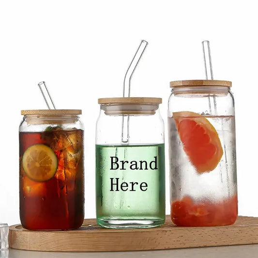 16 oz Bamboo Lid Glass Can