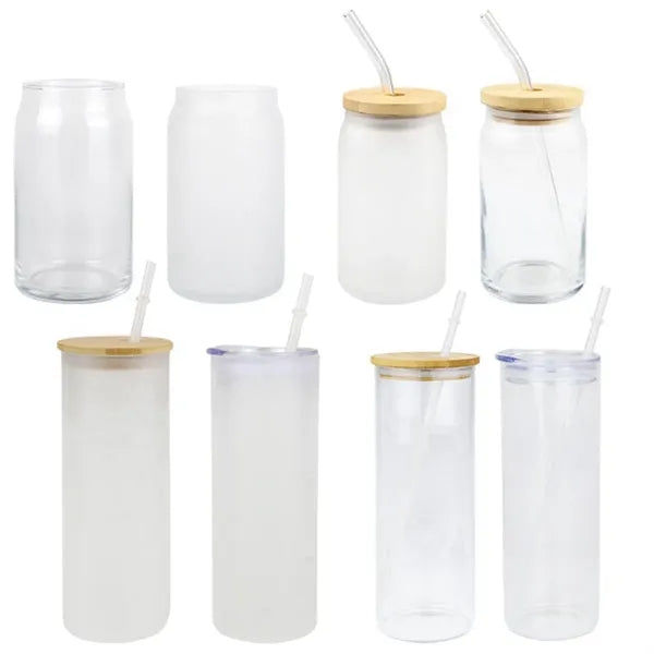 16 oz Bamboo Lid Glass Can