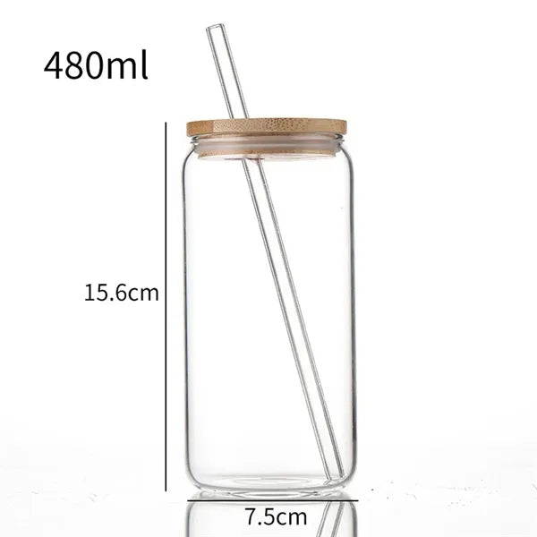 16 oz Bamboo Lid Glass Can