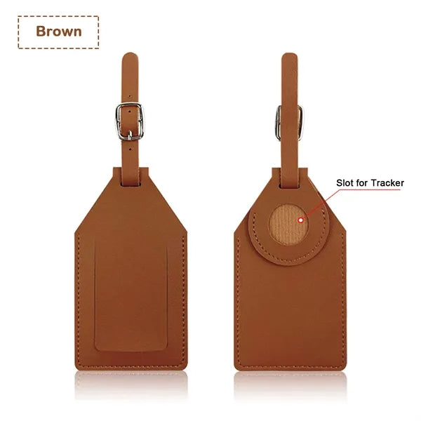 Premium PU Leather Luggage Tags with Tracker Slot