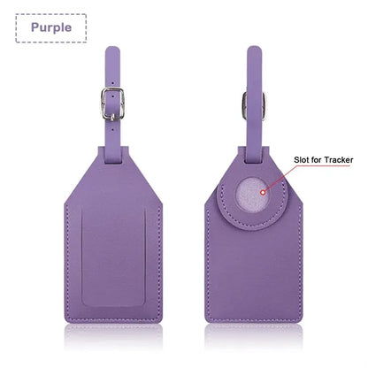 Premium PU Leather Luggage Tags with Tracker Slot