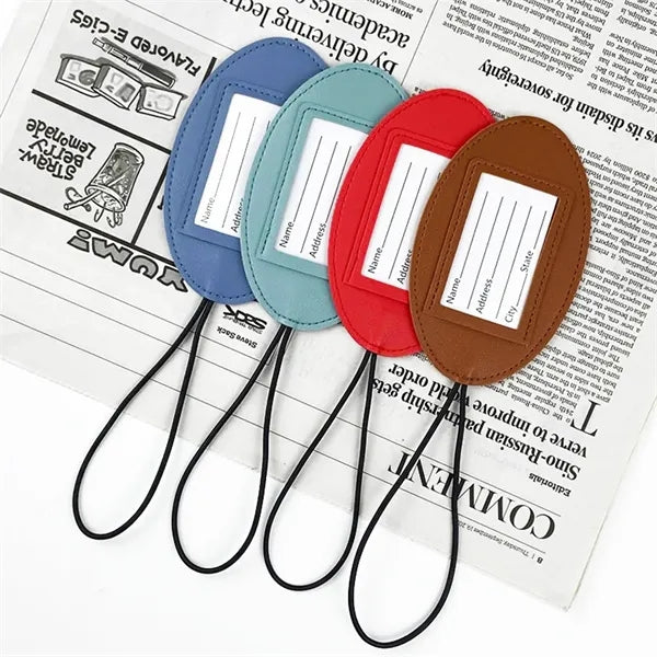 Elastic Cord PU Leather Luggage Tags