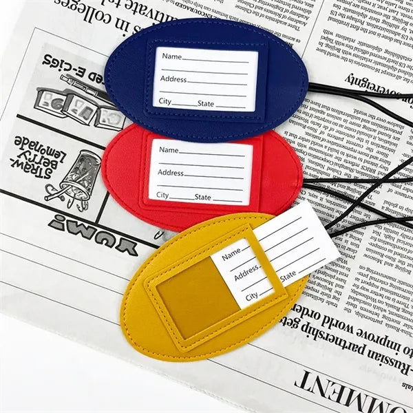 Elastic Cord PU Leather Luggage Tags