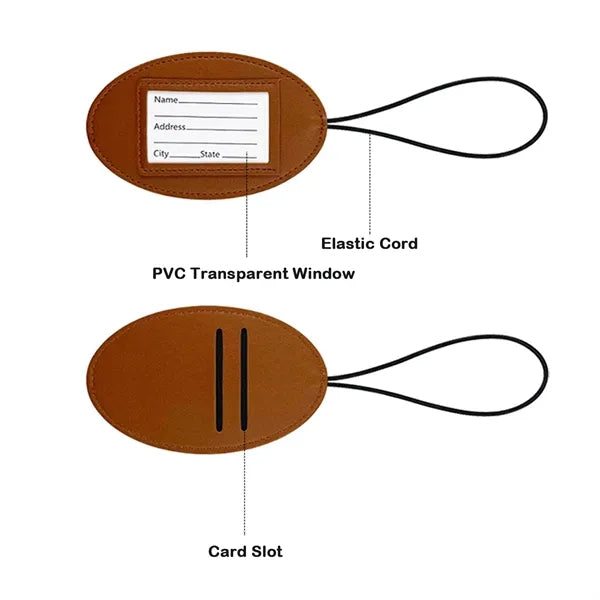 Elastic Cord PU Leather Luggage Tags