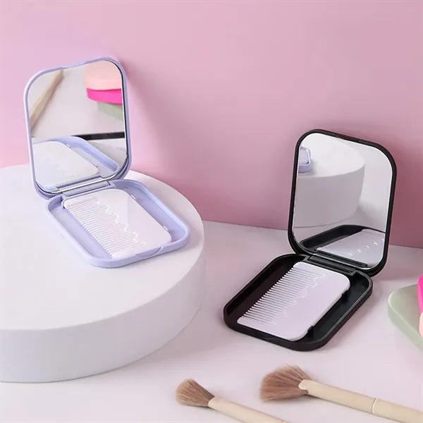Compact Travel Mirror with Comb