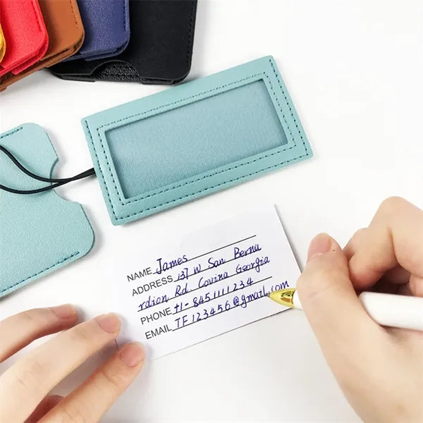 Leather Luggage Tag with Strap