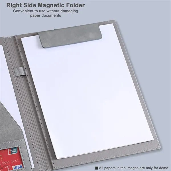 A4 PU Leather Magnetic Folder with Pockets