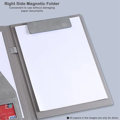 A4 PU Leather Magnetic Folder with Pockets