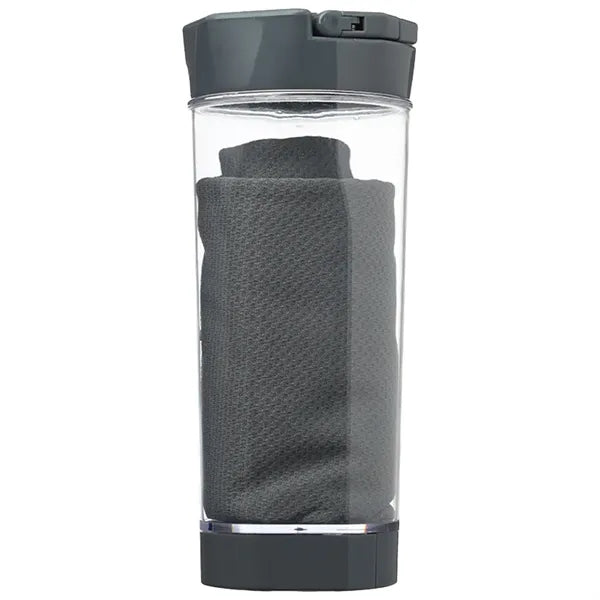 2-in-1 Cool Down Sports Kits Bottle w/ Towel & Phone Holder