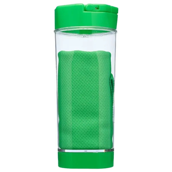 2-in-1 Cool Down Sports Kits Bottle w/ Towel & Phone Holder