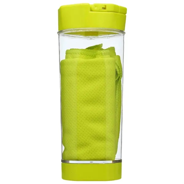 2-in-1 Cool Down Sports Kits Bottle w/ Towel & Phone Holder