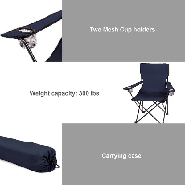 Portable Folding Chair w/ Cup Holders&Carry Bag,Holds 300lbs