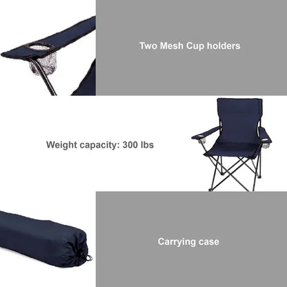Portable Folding Chair w/ Cup Holders&Carry Bag,Holds 300lbs