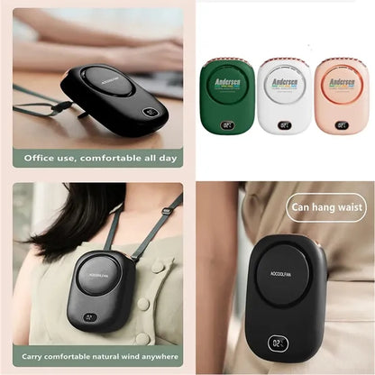 2000 mAh Portable Neck Fan with Lanyard and Bracket