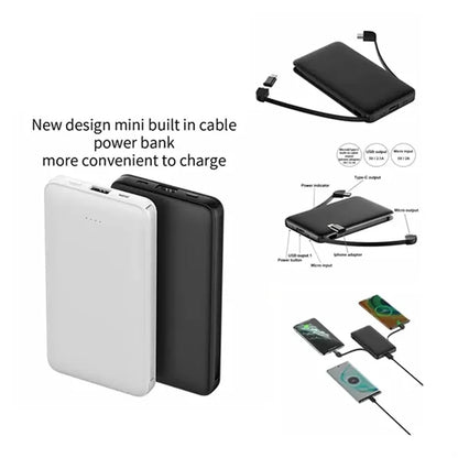 10000mah power bank with built in cables