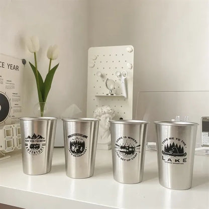 4-Piece Stainless Steel Camping Mug Set