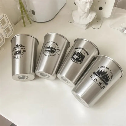 4-Piece Stainless Steel Camping Mug Set