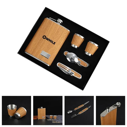 Portable Stainless Steel Flask Knife Fork Gift Set