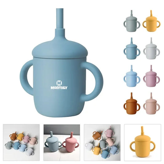 5Oz Silicone Training Sippy Cup With Straw