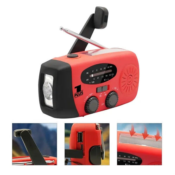 Emergency Solar Hand Crank NOAA Radio LED Flashlight