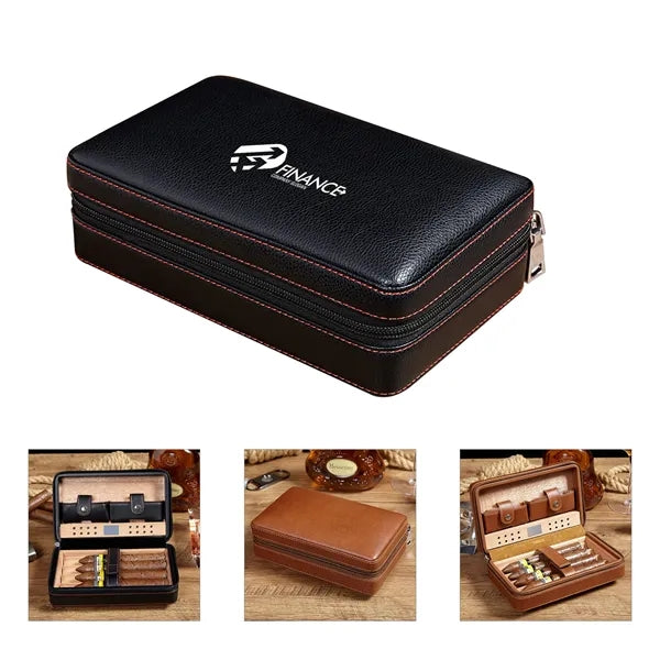 4 Finger Portable Travel Leather Cigar Case