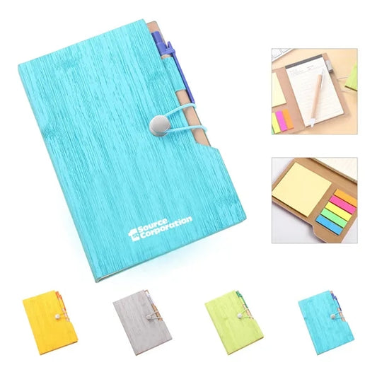 Custom Woodgrain Notebook with Sticky Notes & Flags