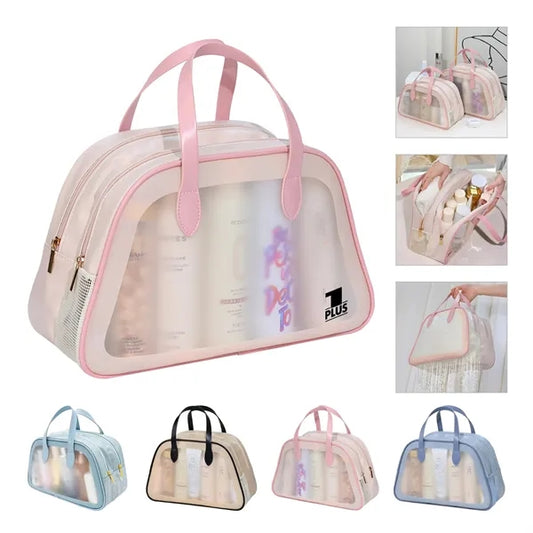 Clear Dry Wet Toiletry Bag Travel Makeup Pouch Handle