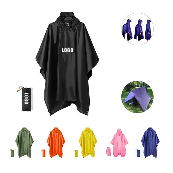 Waterproof Hooded Rain Poncho for Adults with Pocket