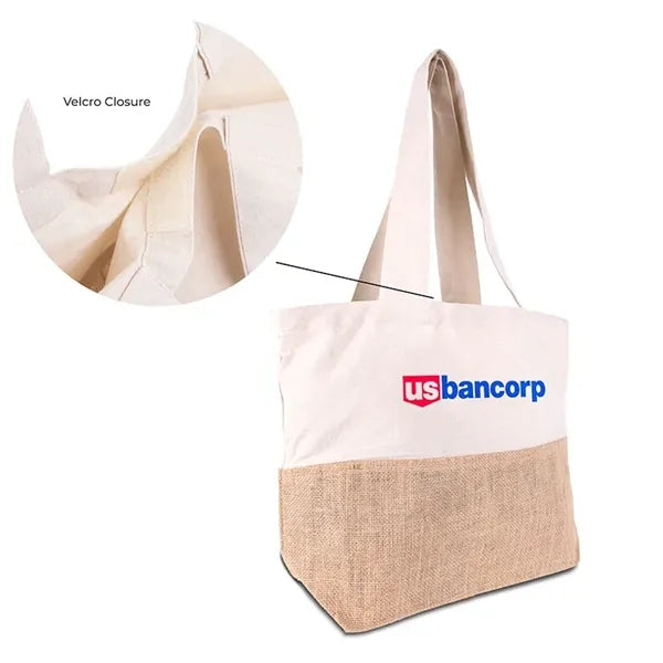 Cotton Canvas Tote Bag with Jute Gusset