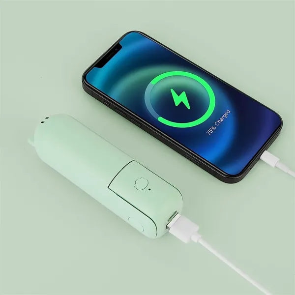 2 In 1 Pocket Fan Power Bank With Pouch